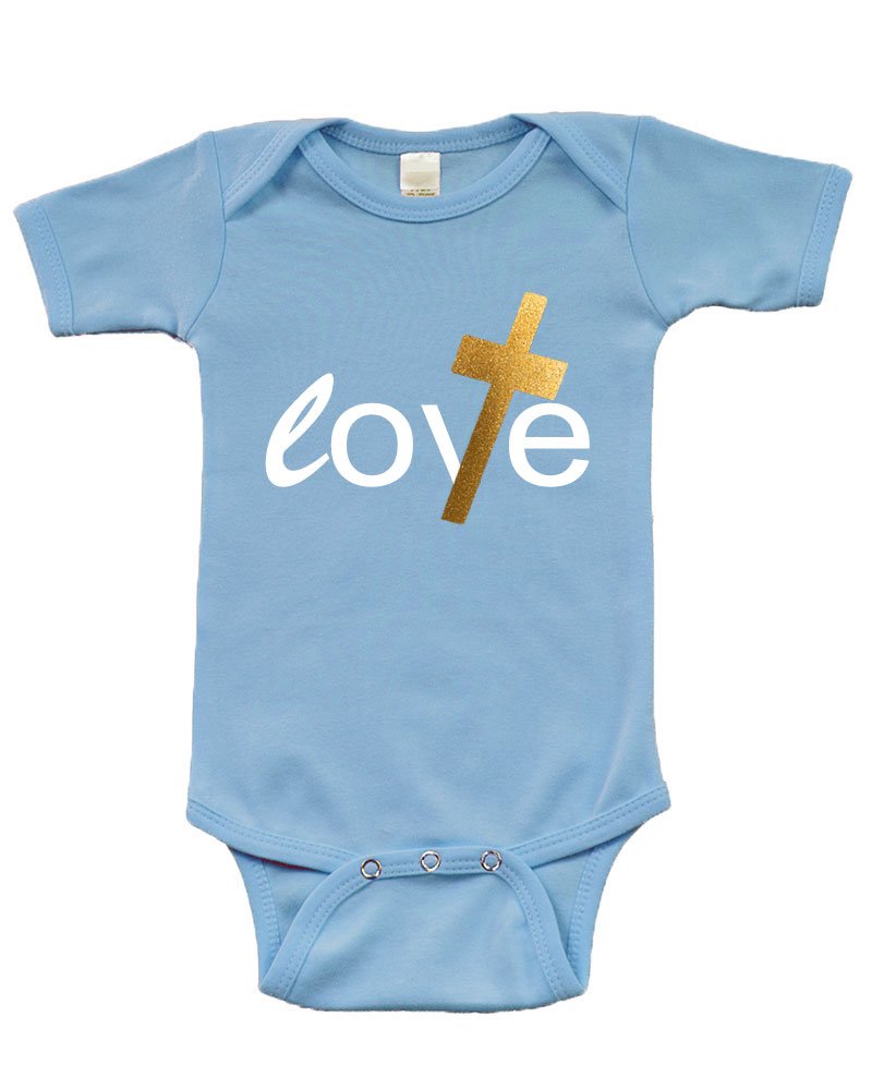 Infant Short Sleeve Onesie -Love (w/Cross)