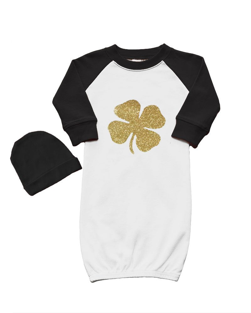 PandoraTees Newborn Baby Gift Set, St. Patrick's Day Baby Outfit, Baby Boy Gift, St. Paddy's Baby Outfit - Golden Clover