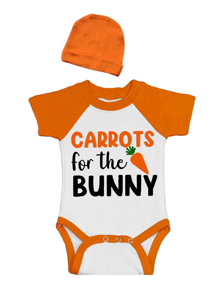 Funny Baby Gift Set, Carrots for the Bunny Short Sleeve Bodysuit with Cap