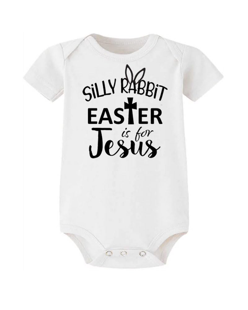 PandoraTees Baby Easter Bodysuit, Short Sleeve one-piece Silly Rabbit Easter is for Jesus