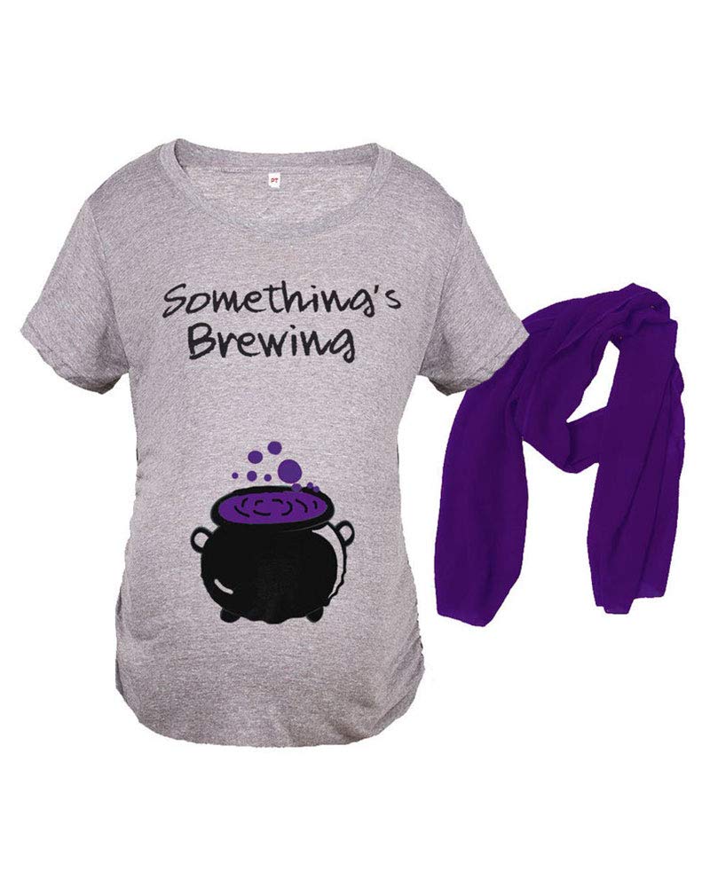 PandoraTees Something's Brewing Halloween Pregnancy Reveal Maternity Shirt