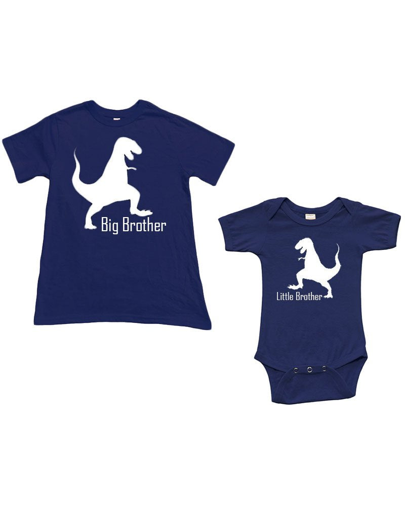 Matching Set -Little Brother/Big Brother(Dinosour)- Short Sleeve Infant Bodysuit & Boys T-Shirt