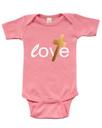 Infant Short Sleeve Onesie -Love (w/Cross)