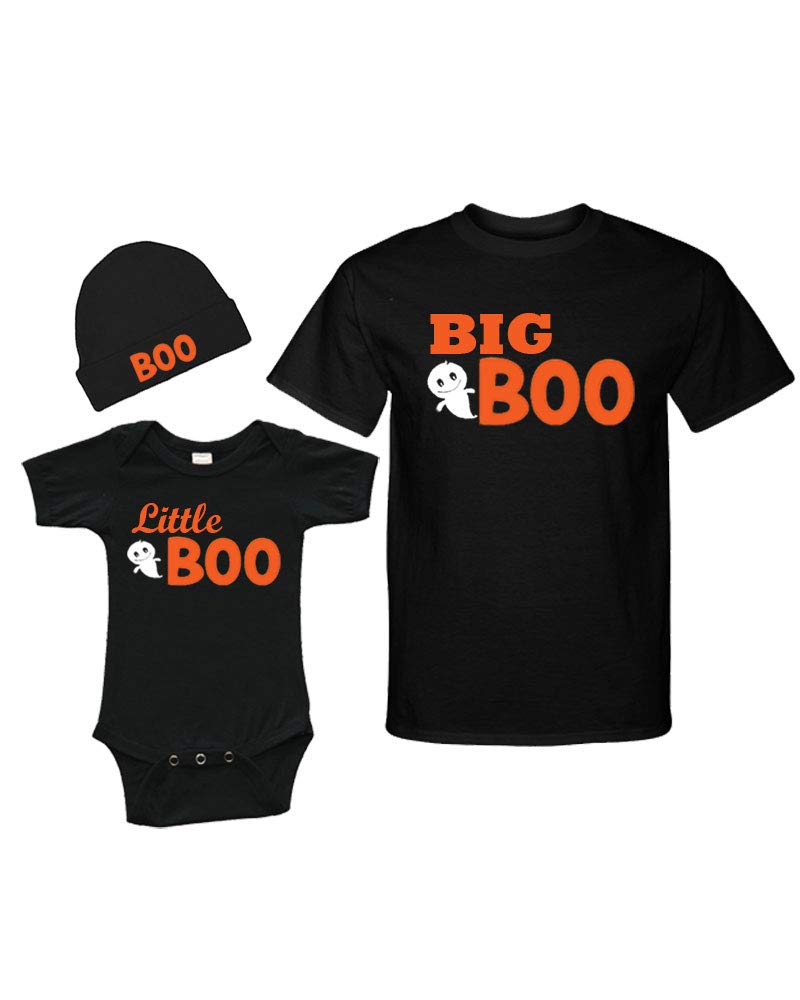 PandoraTees Matching Halloween T-Shirts -Big Boo/Little Boo - Short Sleeve Bodysuit & Adult Unisex T-Shirt