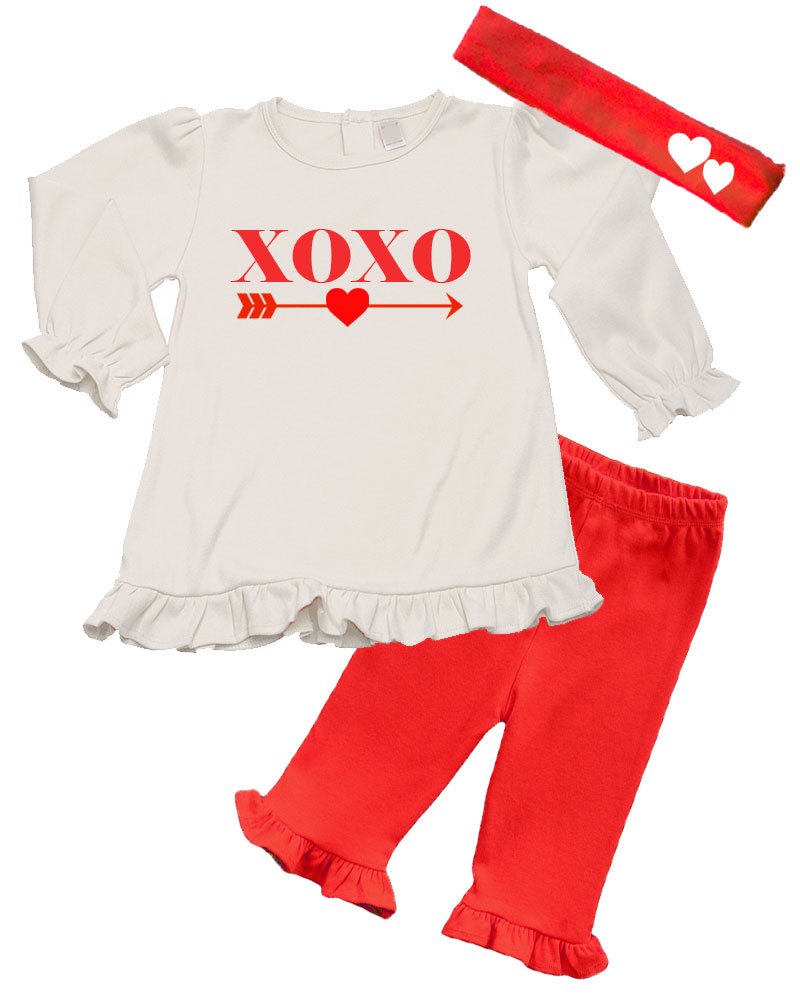 Girls Valentine Outfit, Baby Girl Valentine Outfir, Toddler Valentine Gift Set- XOXO