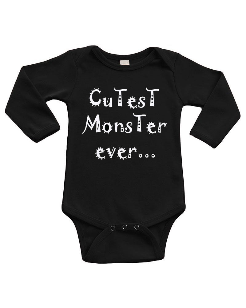 PandoraTees Infant Long Sleeve Onesie -Cutest Monster Ever