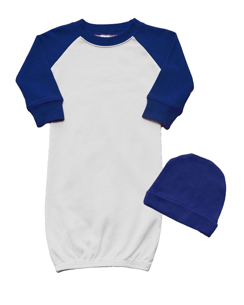 PandoraTees Raglan Baseball Baby Gown and Cap Set