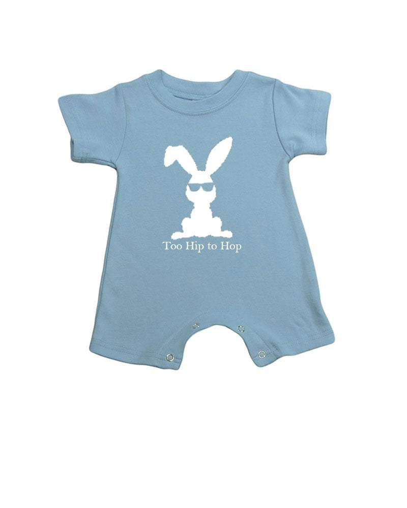 PandoraTees Infant Short Sleeve Romper - Bunny-Too hip to hop