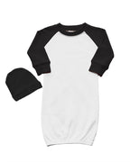 PandoraTees Raglan Baseball Baby Gown and Cap Set