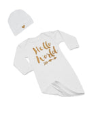 PandoraTees Baby Gown Set - Hello World
