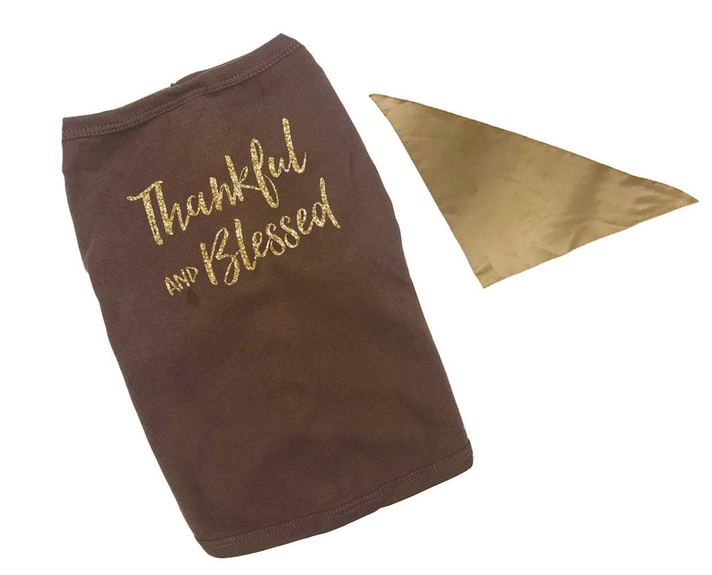 PandoraTees Thanksgiving Dog T-Shirt- Thankful and Blessed
