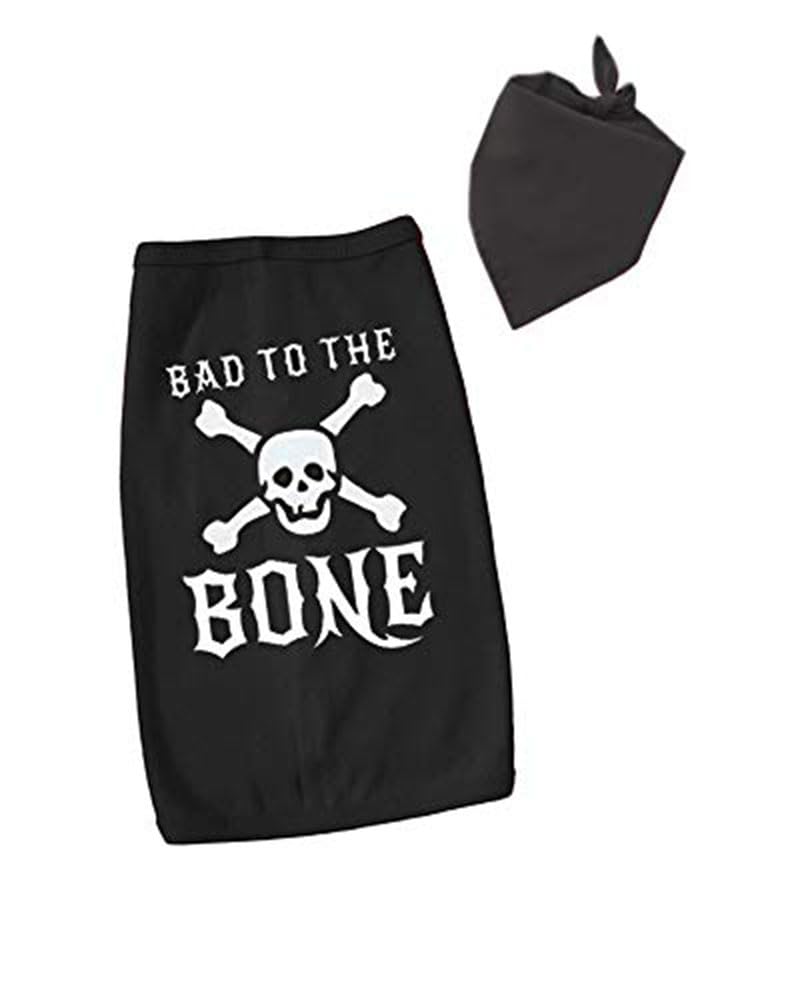 Funny Halloween Dog T-Shirt Costume - Bad to The Bone