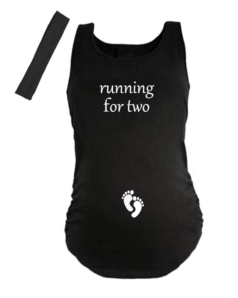PandoraTees Pregnancy Maternity Tank Top - Running for Two