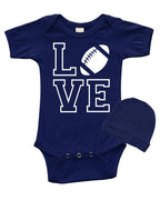 Infant Short Sleeve Baby Bodysuit + Cap Set - Love Football