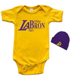 PandoraTees Short Sleeve Bodysuit & Cap Set - Little LABron Fan