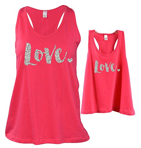 Matching Mother Daughter Outfit-Love/Love - Kids & Adult Racer Back Flow Tank Top