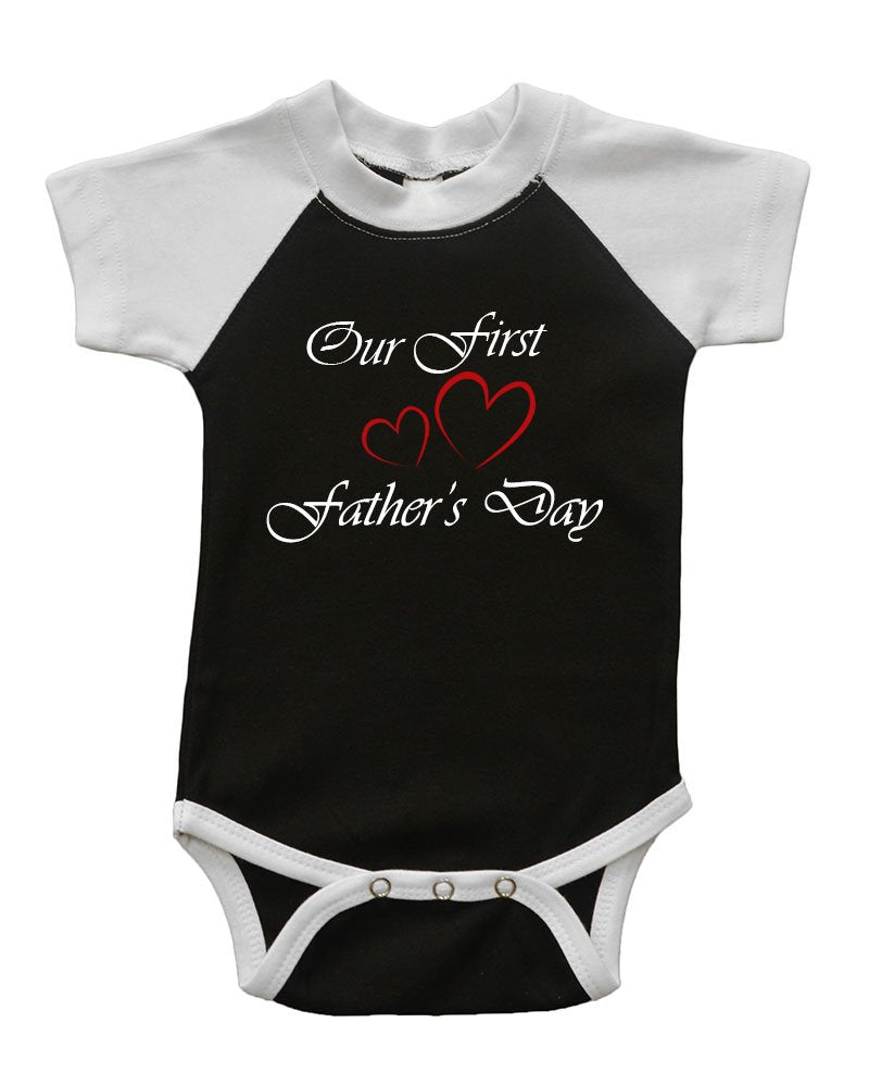Short Sleeve Raglan Bodysuit - Our First Fathers Day