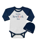 PandoraTees Baby Bodysuit & Cap Set - little New York fan