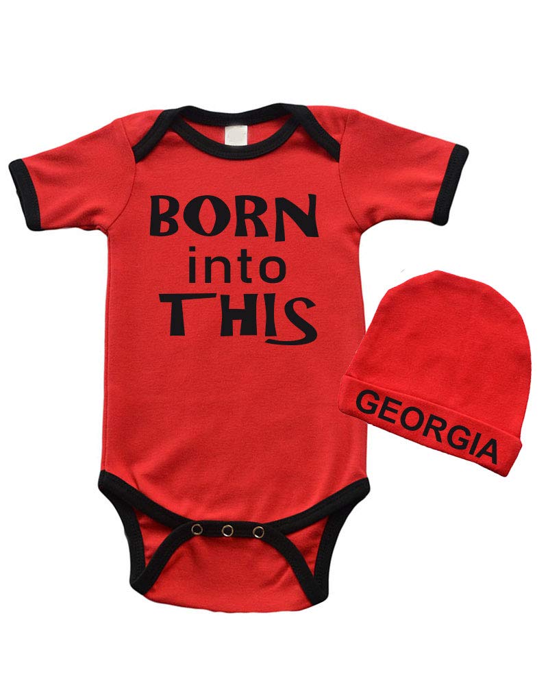 PandoraTees Short Sleeve Baby Bodysuit & Cap Gift Set - Georgia