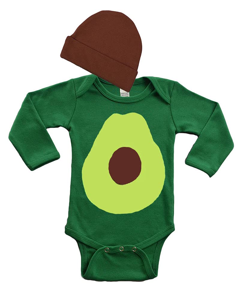 PandoraTees Baby Avocado Outfit - Baby Bodysuit and Cap Set