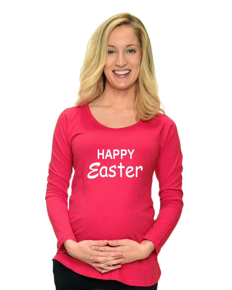 PandoraTees Maternity Long Sleeve T-Shirt - Happy Easter