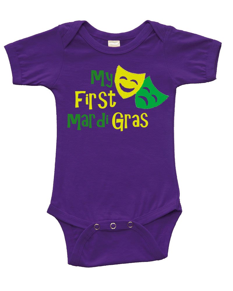 PandoraTees Short Sleeve Baby Bodysuit - My First Mardi Gras