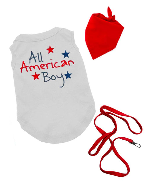 All American Boy Dog Shirt, Patriotic Pet Clothes, Pet Apparel