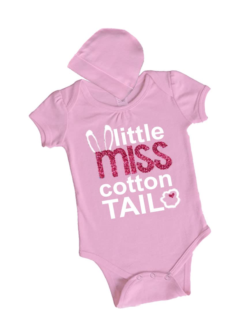 PandoraTees Baby Girl Gift Easter Gift Set - Little Miss Cotton Tail