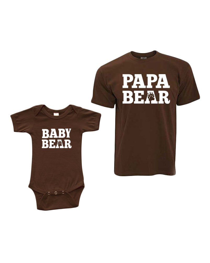 Matching Set - PAPA Bear Baby Bear - Short Sleeve Infant Bodysuit & Adult T-Shirt