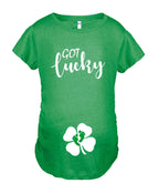Pregnancy Announcement Shirt, Funny St. Patrick'c Day Maternity Top - Got Lucky