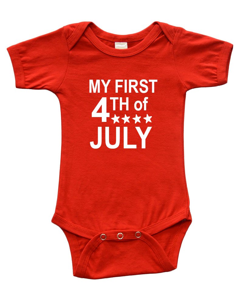 PandoraTees Infant Short Sleeve Bodysuit -My First 4th of July