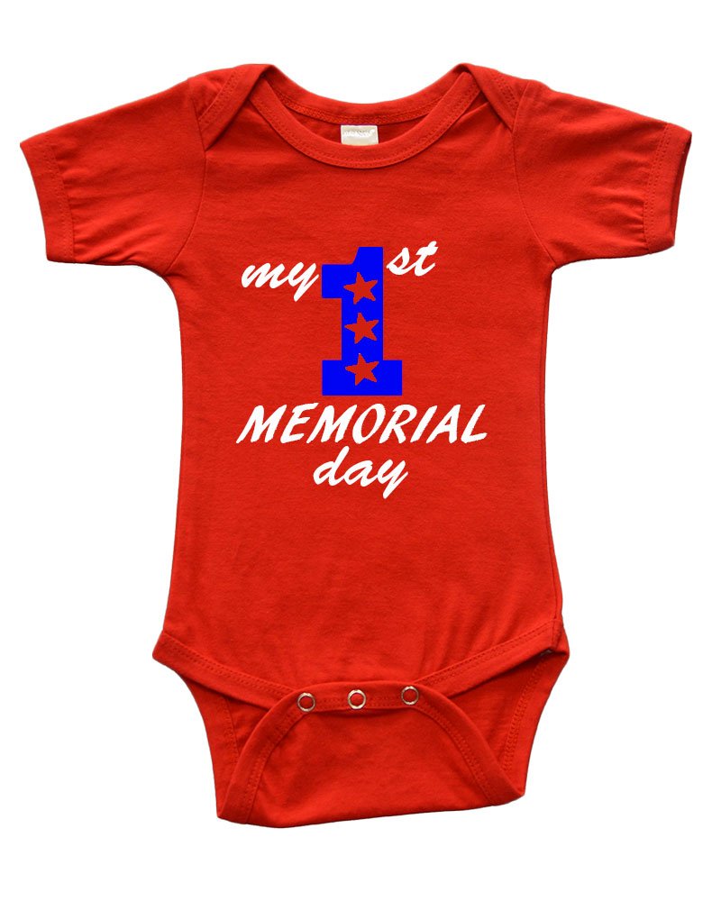 PandoraTees Infant Short Sleeve Onesie -My 1st Memorial Day