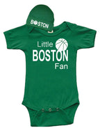 PandoraTees Short Sleeve Bodysuit & Cap Set - little Boston Fan