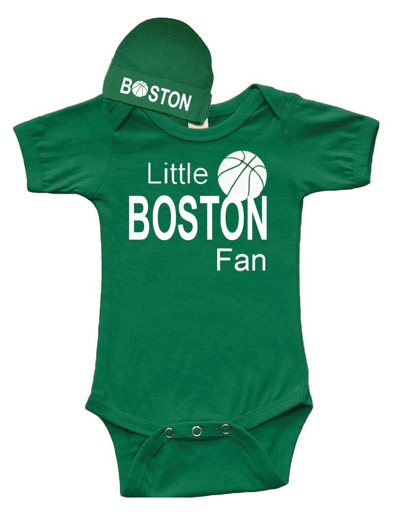 PandoraTees Short Sleeve Bodysuit & Cap Set - little Boston Fan