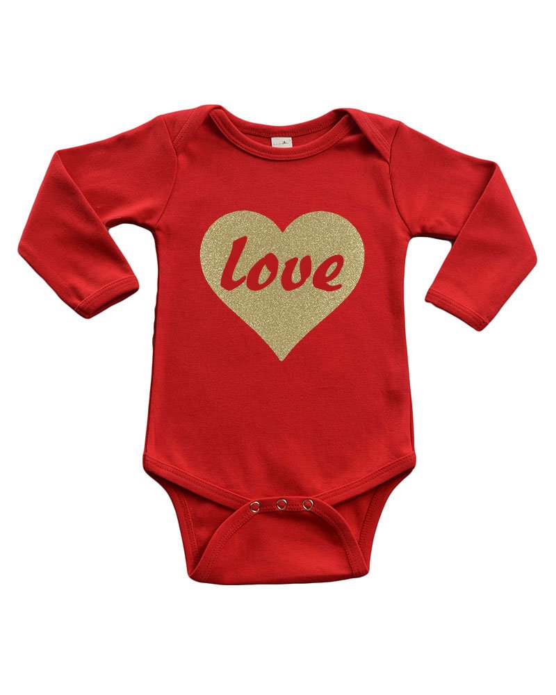 Infant Long Sleeve Bodysuit - Love in Gold Heart