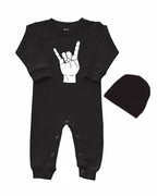 PandoraTees Infant Long Sleeve Romper & Cap Set - rocker horn