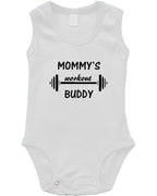 PandoraTees Infant Sleeveless Onesie - Mommy's Workout Buddy