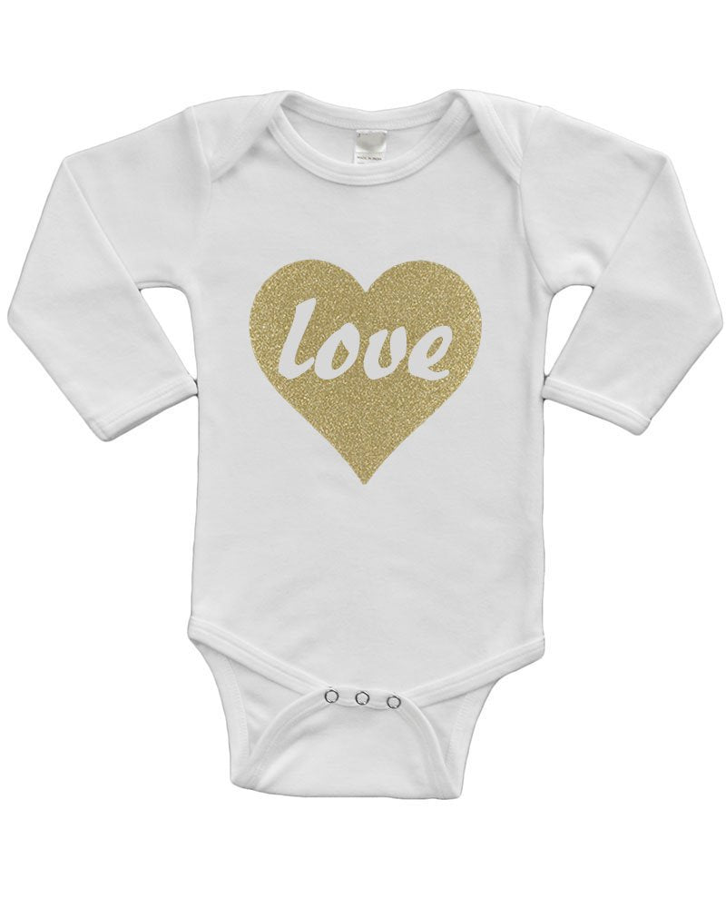Infant Long Sleeve Bodysuit - Love in Gold Heart