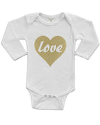Infant Long Sleeve Bodysuit - Love in Gold Heart