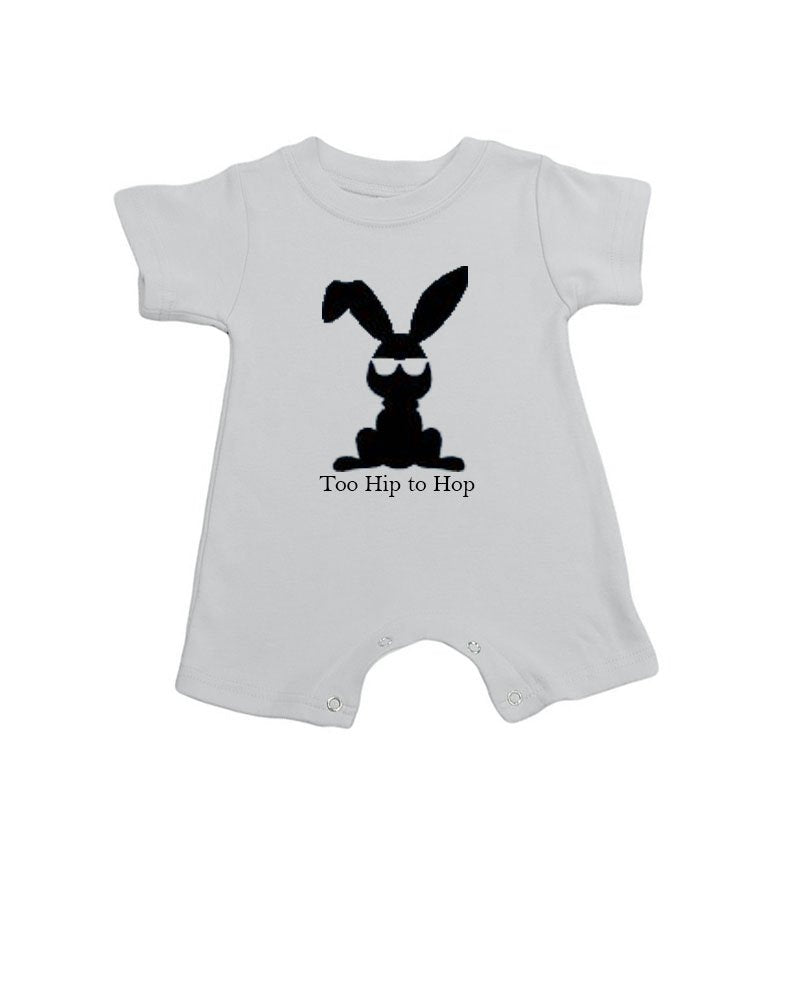 PandoraTees Infant Short Sleeve Romper - Bunny-Too hip to hop