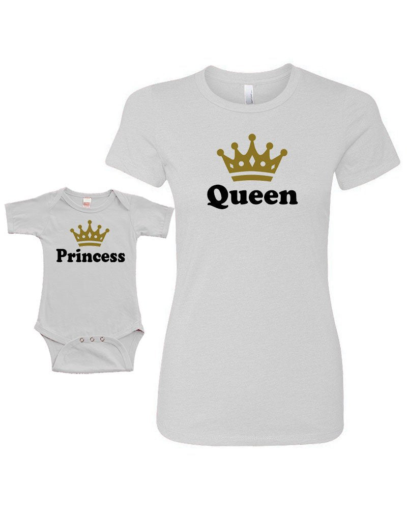 Matching Set - Princess + Queen - Short Sleeve Bodysuit & Ladies T-Shirt