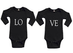 Twin Collection - 2 piece Long Sleeve Bodysuit Set- Love