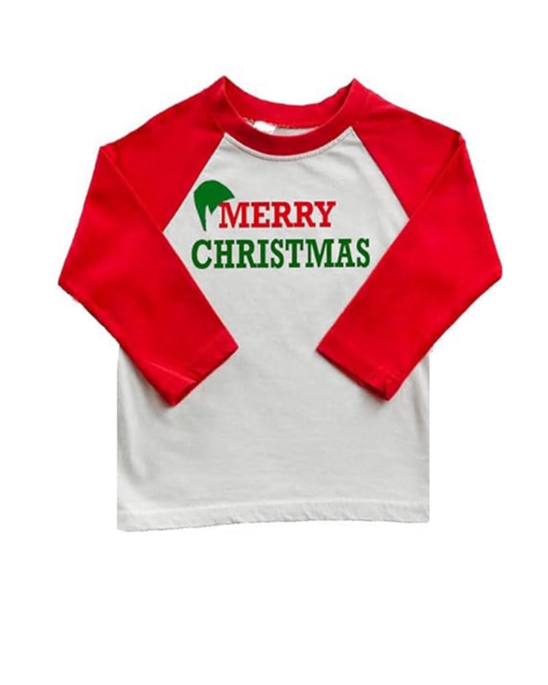 PandoraTees 2-piece Raglan Tee & Pant Set, Christmas Kids Clothes - Merry Christmas