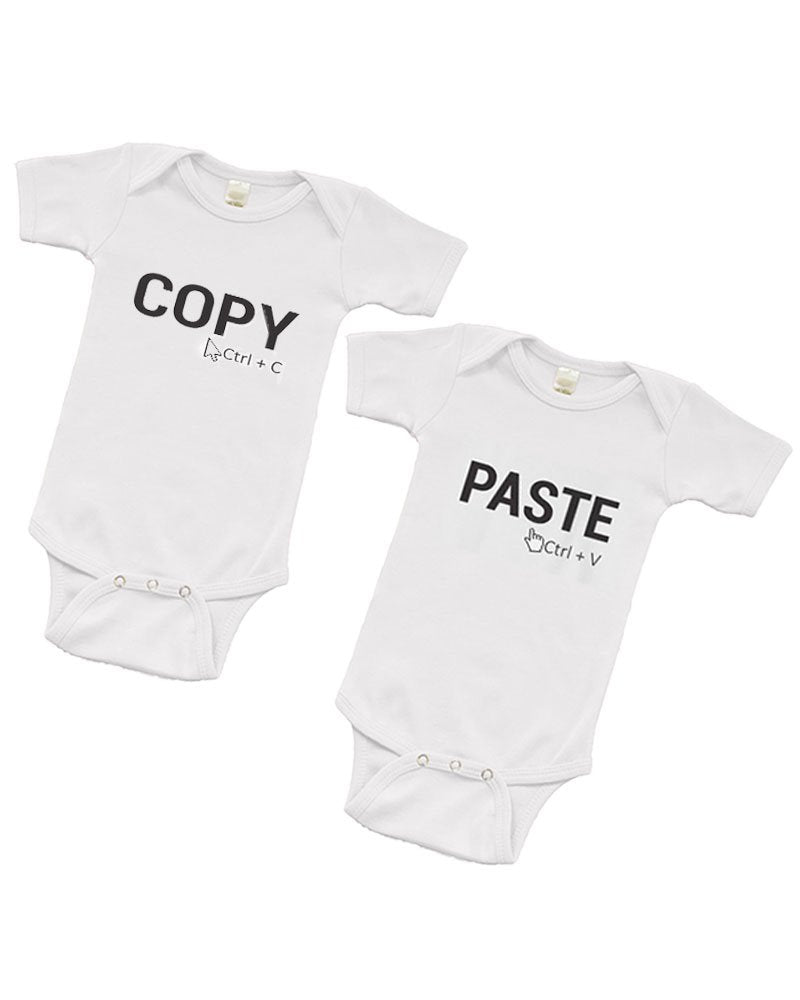 Twin Collection - 2 piece Short Sleeve Bodysuit Set - Copy + Paste