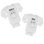 Twin Collection - 2 Piece Long Sleeve Bodysuit Set - Who's/Who