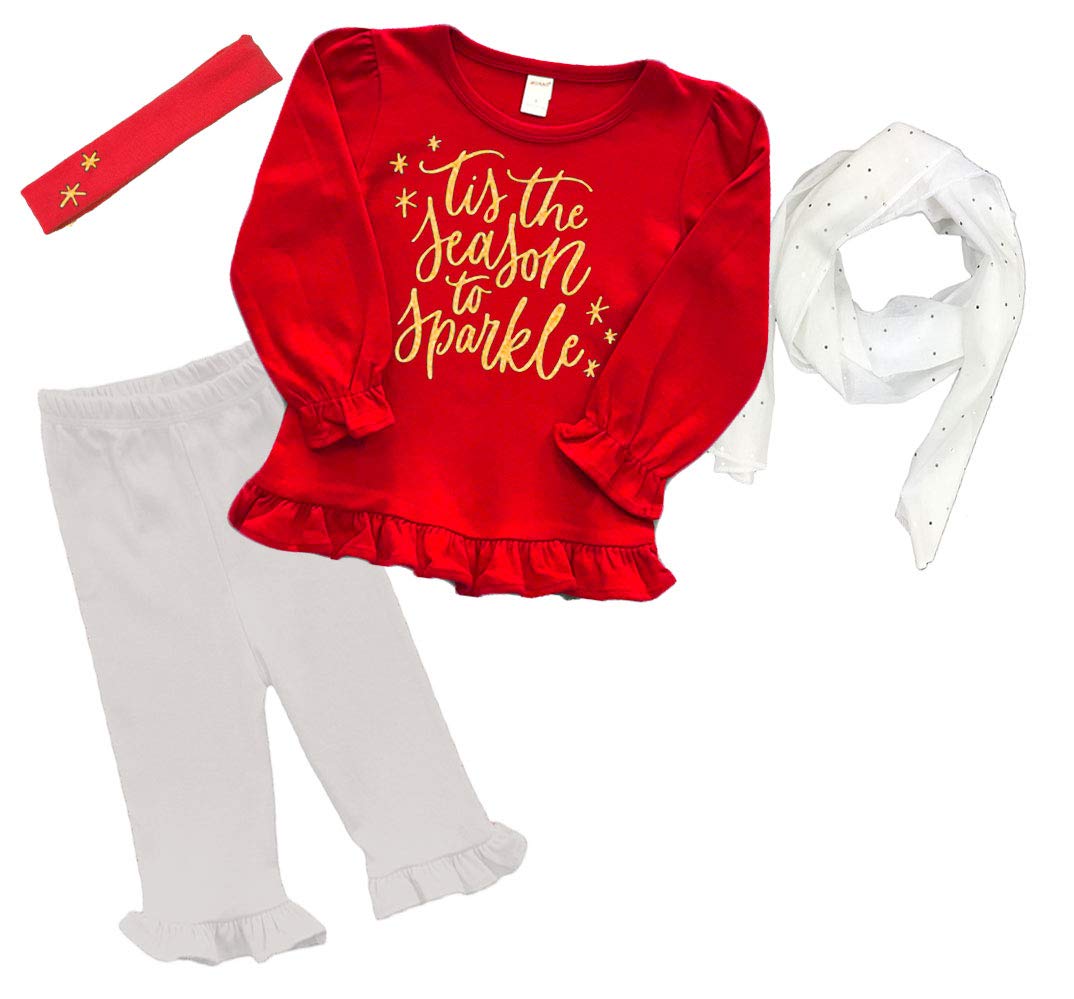 PandoraTees Girls Christmas Outfit - its time to Sparkle