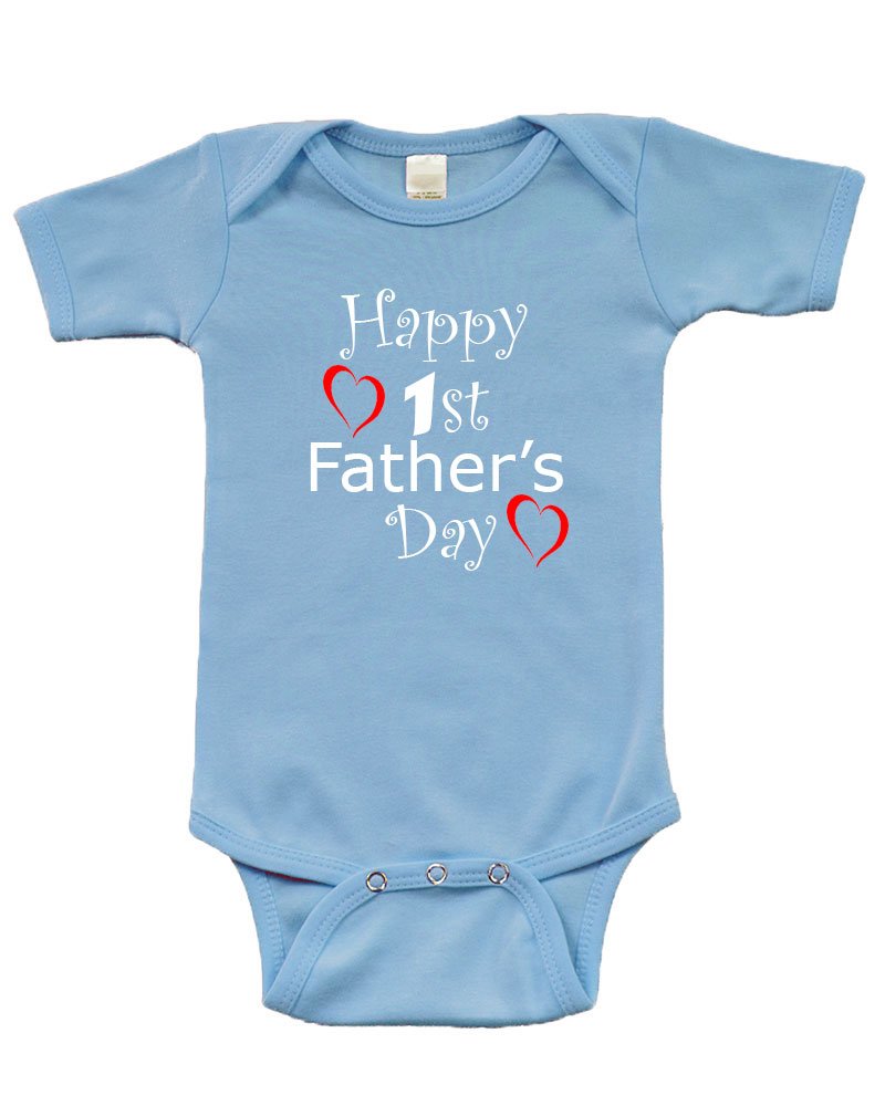PandoraTees Infant Short Sleeve Bodysuit-Happy 1st Father's Day