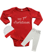 Infant Bodysuit/Bottom/Cap Set - My 1st Christmas