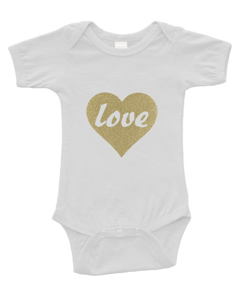 Infant Short Sleeve Bodysuit - Love in Gold Heart
