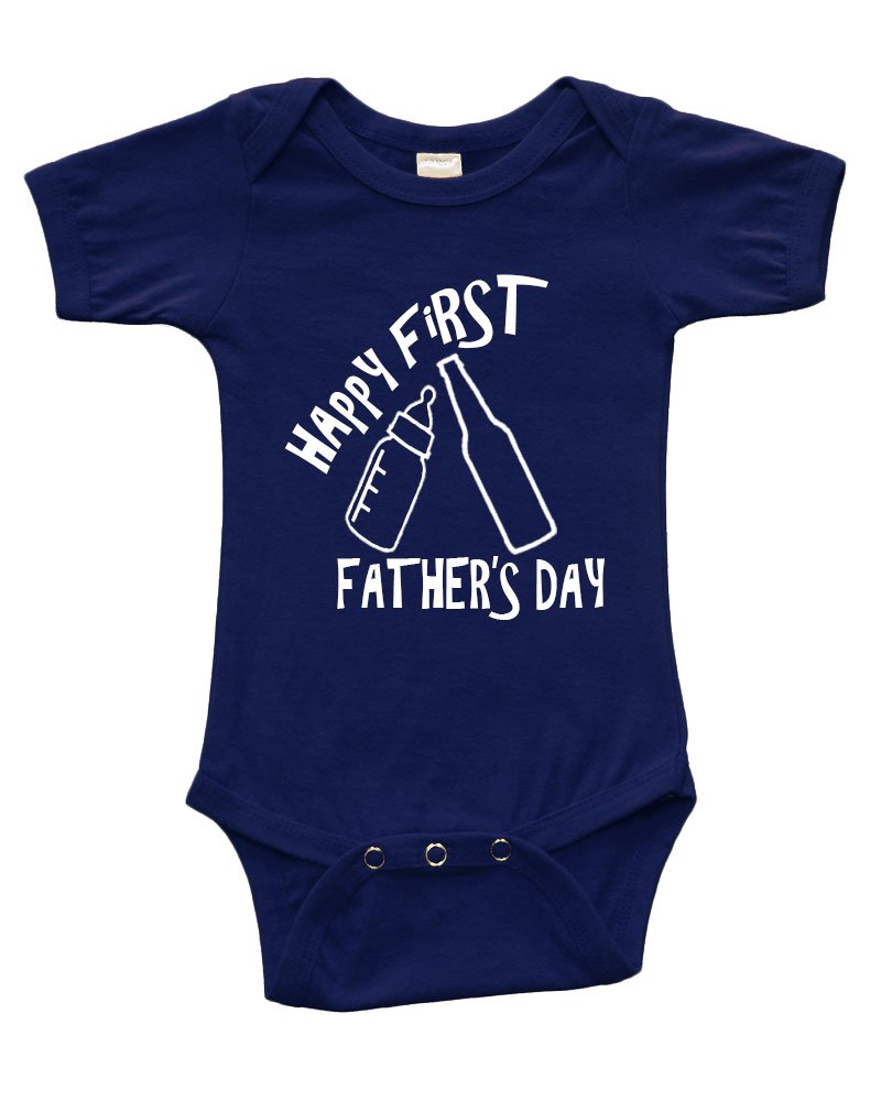PandoraTees Infant Short Sleeve Bodysuit -Happy First Father's Day